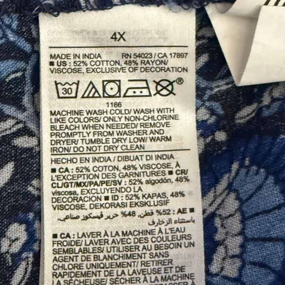 OLD NAVY Floral-Print Poet Swing Blouse "Blue Blossoms" print NWOT! Size 4X - Picture 6 of 7